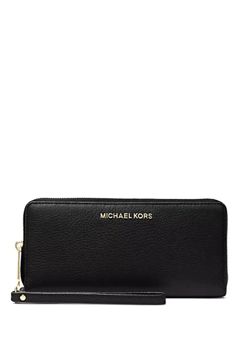 michael michael kors jet set travel large pebbled leather wristlet|Michael Kors leather wristlet.